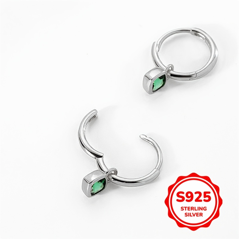 Women's Vintage Green Square Synthetic Zirconia Drop Earrings
